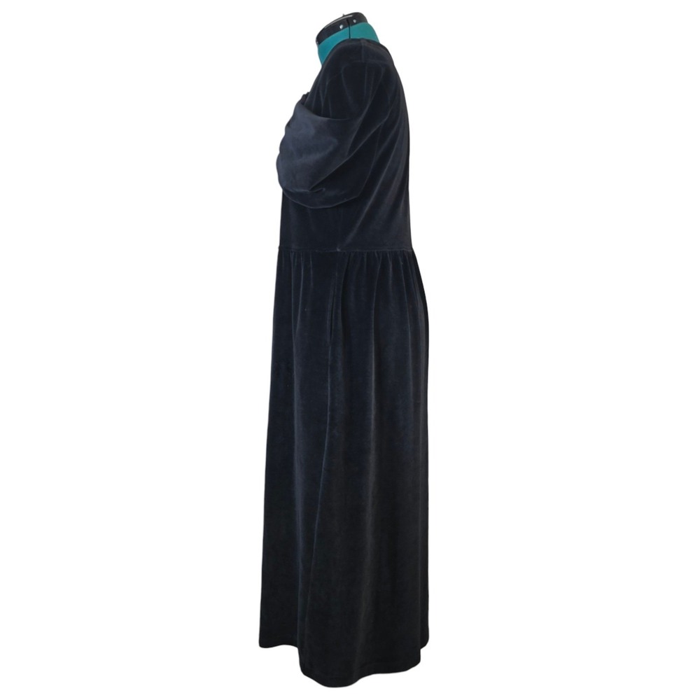 Smith & Hawken‎ Vintage Velvet Maxi Dress Womens L Long Sleeve Button Pockets - Picture 3 of 9